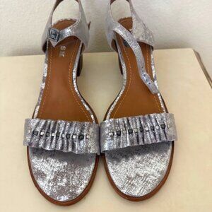 Trask Sandals Metallic Silver Leather Shoe
